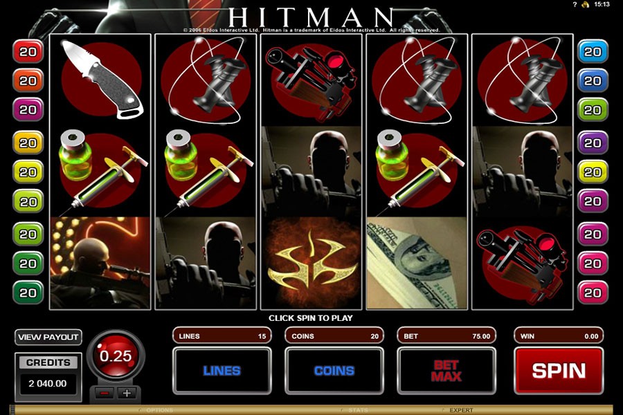 Элементы геймплея в автомате Hitman с сайта Columbus Casino